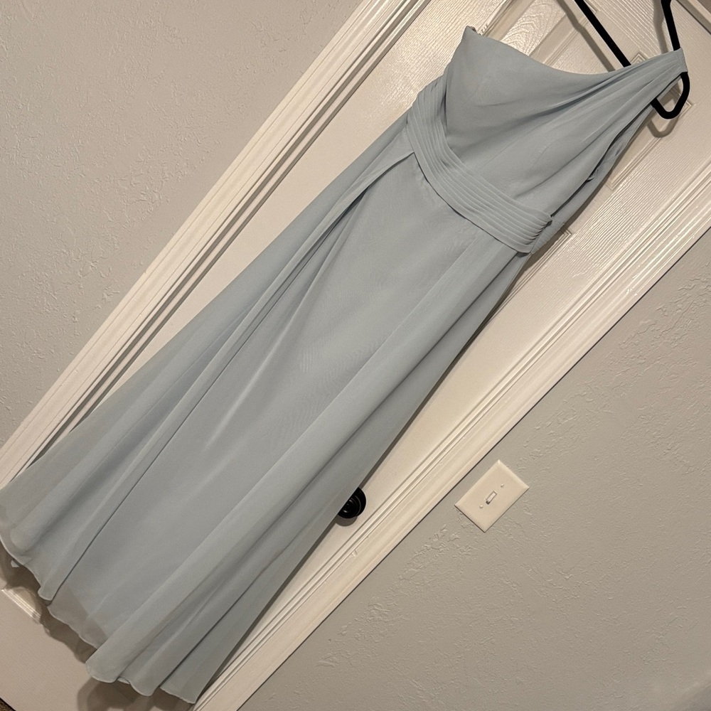 Azazie Mist A-Line One Shoulder Stretch Satin Dress Size 14 NWOT